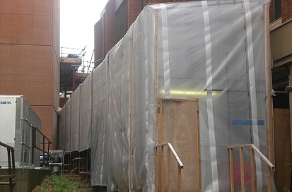 Exterior view of the encased tunnel walkway in Hoddeson.